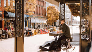 Street Musician Charlottetown Autumn Wallpaper