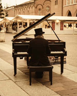 Street_ Piano_ Performance_ Vintage_ Style Wallpaper