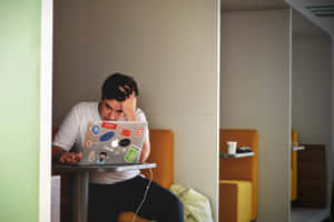 Stress Man In Front Of A Laptop Wallpaper