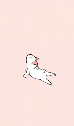 Stretching White Dog Plain Aesthetic Wallpaper