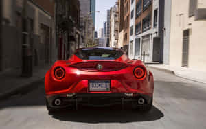 Striking Alfa Romeo 4c In Motion Wallpaper