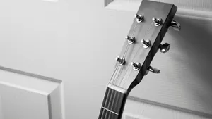 Striking Black And White Guitar In High Definition Wallpaper