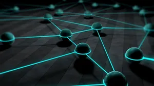 Striking Contrast Of Black Balls Against Blue Lines Wallpaper