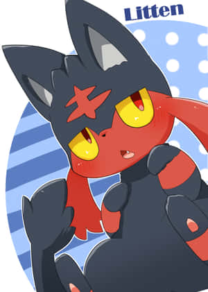 Striking Digital Artwork Of Litten, A Memorable Pokemon Character Wallpaper