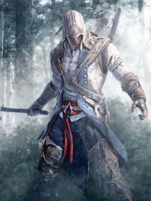 Striking Image Of Connor Kenway In Battle Wallpaper