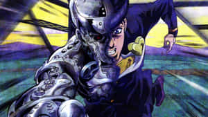 Striking Josuke Higashikata Anime Character In Action Wallpaper