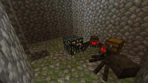 Striking Minecraft Spider In Action Wallpaper