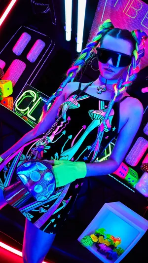 Striking Neon Fashion Statement Wallpaper