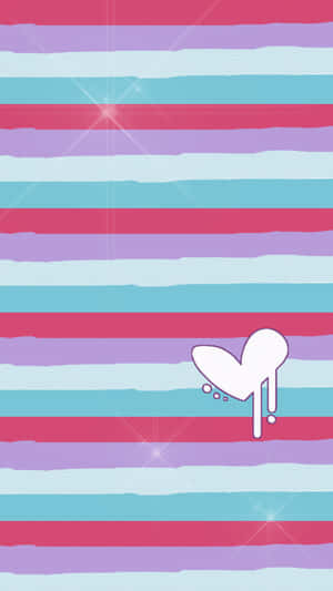 Striped Design Pink Heart Iphone Wallpaper