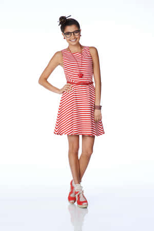 Striped Dress Fashion Pose Wallpaper