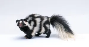 Striped Skunk Standing White Background.jpg Wallpaper