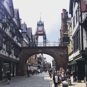 Stroll Through The Historic Streets Of Chester, United Kingdom Wallpaper