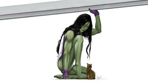 Strong She Hulk With Cat Wallpaper