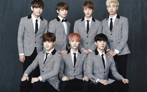 Student Bts Group Photo Wallpaper