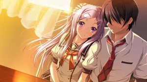 Student Couple With Sunlight Romance Anime Wallpaper