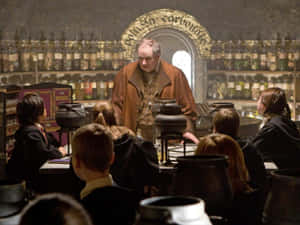 Students Developing Their Skills At The Hogwarts Potions Class Wallpaper