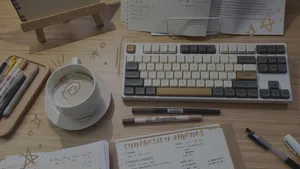 Studious Aesthetic Workspace Wallpaper