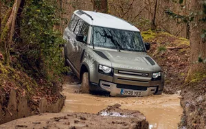 Stunning 2022 Land Rover Defender In Rugged Terrain Wallpaper