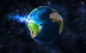 Stunning 3d Earth Render With The Moon Wallpaper