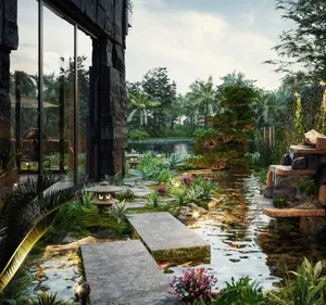 Stunning 3d Landscape With Vibrant Colors And Crystal-clear Water Wallpaper