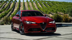 Stunning Alfa Romeo Giulia In Red Wallpaper