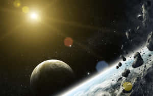 Stunning Asteroid Traveling Through Space Wallpaper