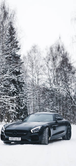 Stunning Black Amg Gt Displayed On An Iphone X Screen Wallpaper