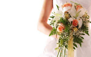 Stunning Bridal Bouquet At A Wedding Ceremony Wallpaper