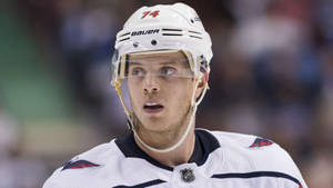 Stunning Close-up Of Washington Capitals Player John Carlson Wallpaper