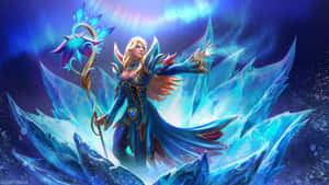 Stunning Crystal Maiden Artwork In A Magical Winter Scene Wallpaper