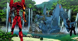 Stunning Eva-02 From The Neon Genesis Evangelion Series In Action Wallpaper