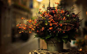 Stunning Floral Arrangements In A Rustic Vase Wallpaper