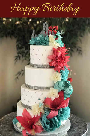 Stunning Floral Cake With Edible Flowers Wallpaper