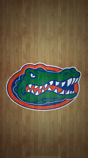 Stunning Florida Gators Logo On Wooden Basketball Court Wallpaper
