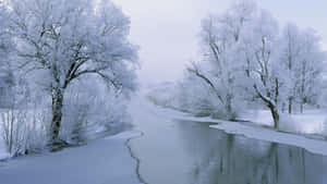 Stunning Frozen Lake Landscape Wallpaper