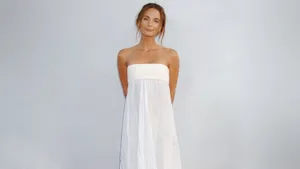 Stunning Gabrielle Anwar Striking A Pose Wallpaper