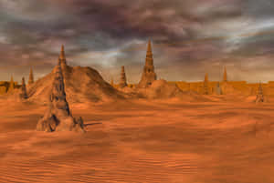 Stunning Geonosis Landscape At Sunset Wallpaper
