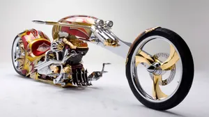 Stunning Gold-plated Chopper Motorcycle Wallpaper