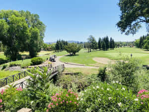 Stunning Golf Course With A Vibrant Green Wallpaper