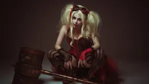 Stunning Harley Quinn Cosplay With A Fiery Twist Wallpaper