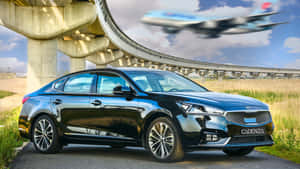 Stunning Kia Cadenza In A Futuristic Cityscape Wallpaper