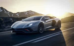 Stunning Lamborghini Aventador In Vibrant Red Wallpaper