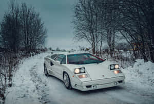 Stunning Lamborghini Countach In A Beautiful Sunset Scenery Wallpaper