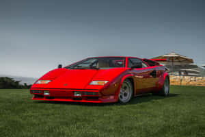 Stunning Lamborghini Countach In Vibrant Red Wallpaper