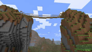 Stunning Minecraft Bridge At Sunset Wallpaper