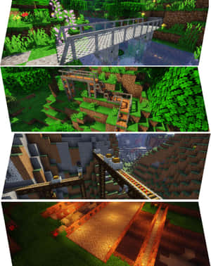 Stunning Minecraft Bridge Over A Serene Lake Wallpaper