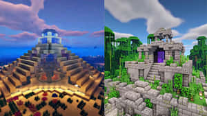 Stunning Minecraft Building Masterpiece With Beautiful Lighting Wallpaper