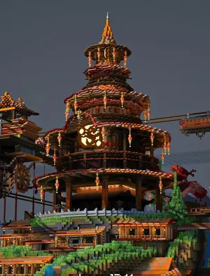 Stunning Minecraft Castle With A Majestic Bridge And Waterfall Wallpaper