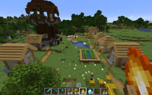 Stunning Minecraft Village Landscape Wallpaper