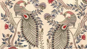 Stunning Multi-colored Traditional Folk Art Watercolor Painting Wallpaper